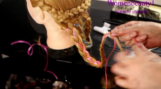 Видео прически - Летняя прическа. Плетение кос с лентами. Summer hairstyle with ribbons 